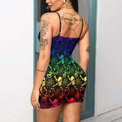 Express your personal style with the Hot Gothic Dress, a timeless piece featuring a unique Rainbow Skull Scary, perfect for enhancing your daily fashion routine.