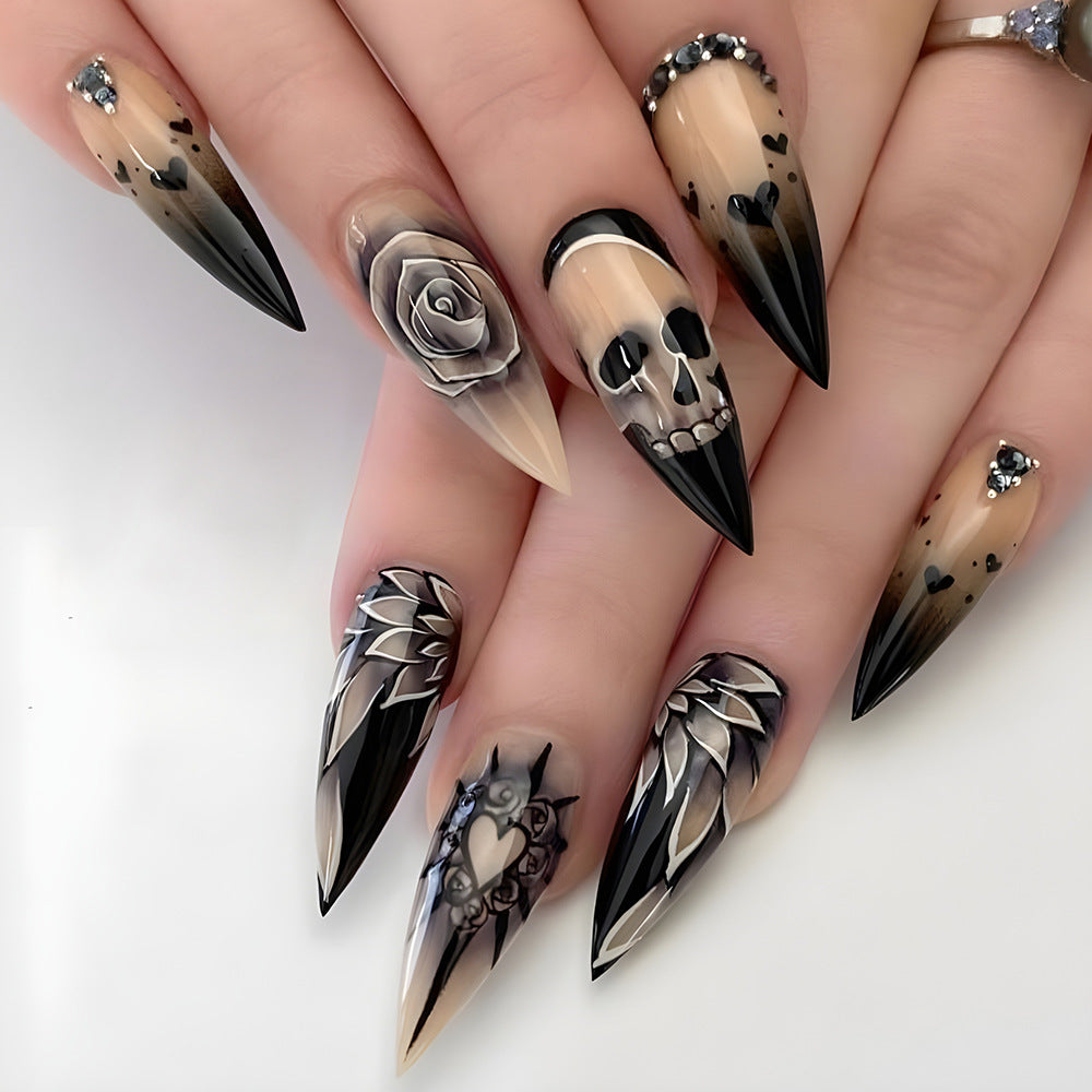 "Chic and Happy Gothic Nail Style - Perfect for expressing your unique style with a touch of happiness.