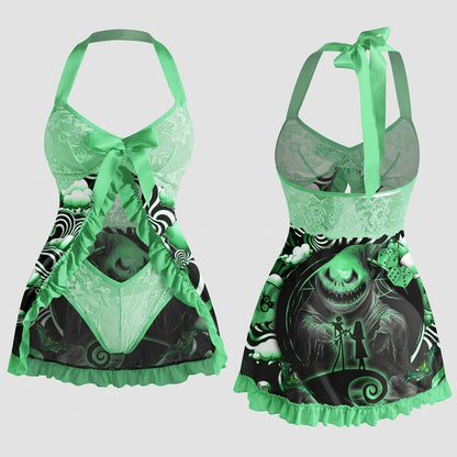 Artful Design Lingerie: A unique print babydoll with delicate lace details.