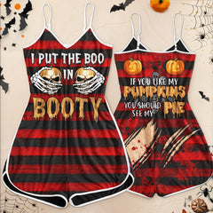 Bundle of Skull Horror Theme Lace 3 Piece and Halloween & Put The Boo Skull Romper Set