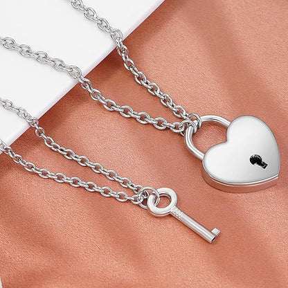 Heart Lock Key Pendant Necklaces, Meaning Anniversary Gift For Her For Him. His Lock and Her Key design symbolizing enduring love. Crafted with high-quality materials, perfect for any occasion. Wonder Skull Heart Lock Key Pendant Necklace, ideal anniversary gift for both him and her. Elevate your date night look with Wonder Skull sleepwear and lingerie.