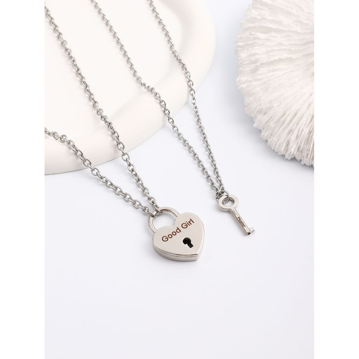 Heart Lock Key Pendant Necklaces, Meaning Anniversary Gift For Her For Him. His Lock and Her Key design symbolizing enduring love. Crafted with high-quality materials, perfect for any occasion. Wonder Skull Heart Lock Key Pendant Necklace, ideal anniversary gift for both him and her. Elevate your date night look with Wonder Skull sleepwear and lingerie.
