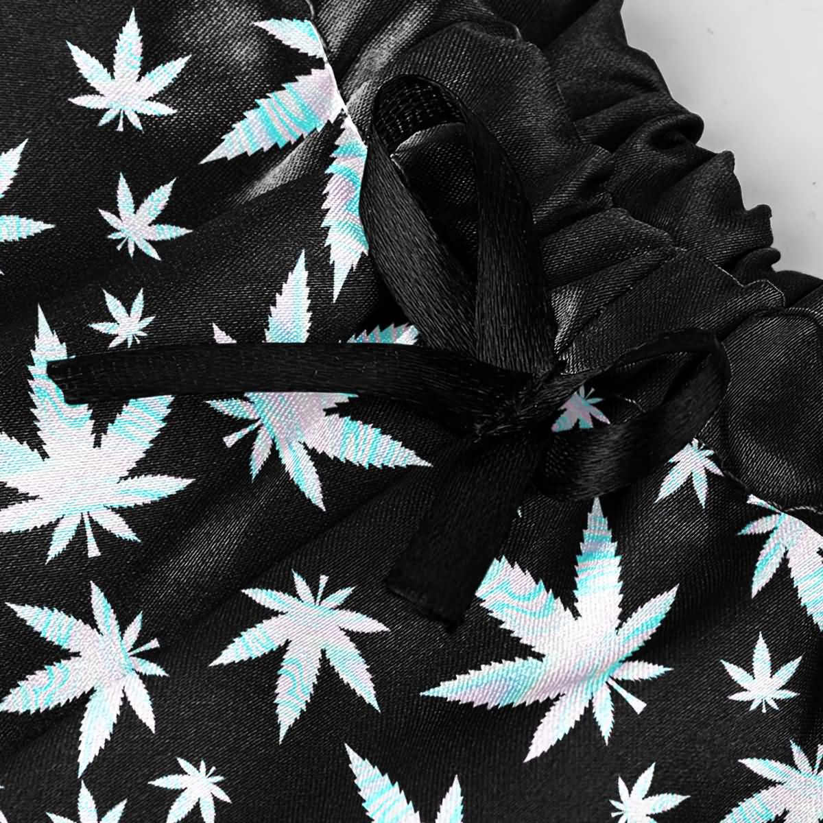 Wonder Skull High Life Lace Trim Pajama Lingerie Sleepwear Shorts Set Upgrade your lounge game with these stylish pajama shorts! Featuring bold leaf prints, flirty lace hems, and a comfortable elastic waistband with adjustable tie, they’re perfect for relaxing or spicing up your evenings. Made with lightweight, breathable fabric and a lace-trimmed back design, these shorts combine comfort, style, and a touch of drama.