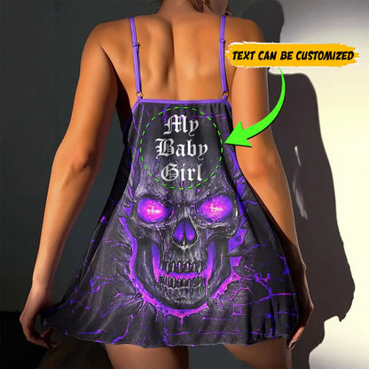 Wonder Skull Lace Babydoll Lingerie Set in bold Skull Purple combines soft lace and mesh for sexy, comfortable sleepwear. Featuring a seductive fly-away front, oversized satin bow, and matching lace thong, it’s perfect for special occasions like weddings, anniversaries, or Valentine’s Day. Stylish and sensual nightwear for confident women!