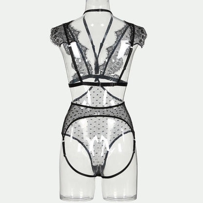 This Lace Women Body Lingerie Set features a delicate lace design that offers a seductive and alluring look. With its fancy hollow out construction, this outfit adds an unexpected touch of eroticism. Perfect for a special night or just to add some spice to your lingerie collection.