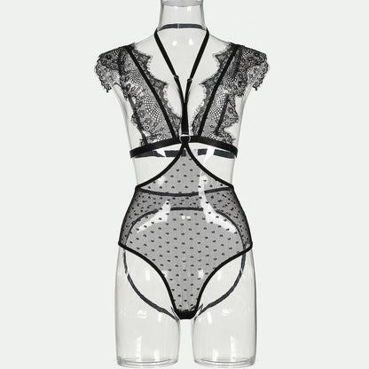 This Lace Women Body Lingerie Set features a delicate lace design that offers a seductive and alluring look. With its fancy hollow out construction, this outfit adds an unexpected touch of eroticism. Perfect for a special night or just to add some spice to your lingerie collection.