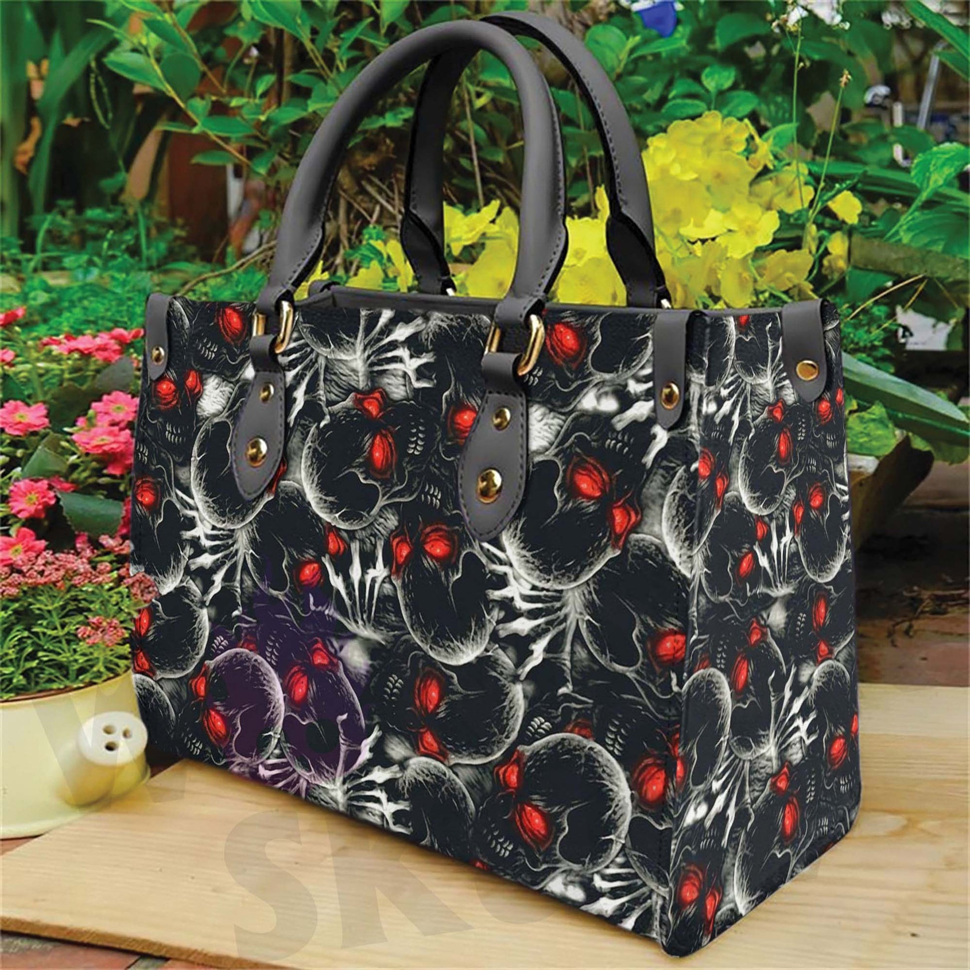 Wonder Skull structured tote bag solves the "I can't find anything in my bag" problem. The aoomy interior fits your tablet, phone, wallet, water bottle, umbrella, and cosmetics — without the overstuffed look. Multiple interior pockets keep everything organized, so you're never digging around at checkout. Reinforced rivet corners and quality metal hardware ensure the bag holds up to daily use. Whether you're heading to work, running errands, or catching a flight, this tote keeps you looking put-together.