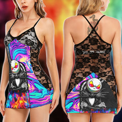 Colorful Nightmare Art Women's Black Lace Babydolls Nightgowns | Women Sleepwear Babydoll, Nightgowns