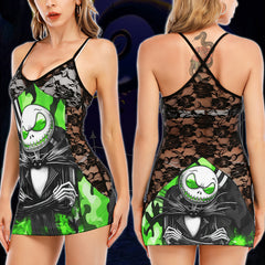 Green Camo Nightmare Art Women's Black Lace Babydolls Nightgowns | Women Sleepwear Babydoll, Nightgowns