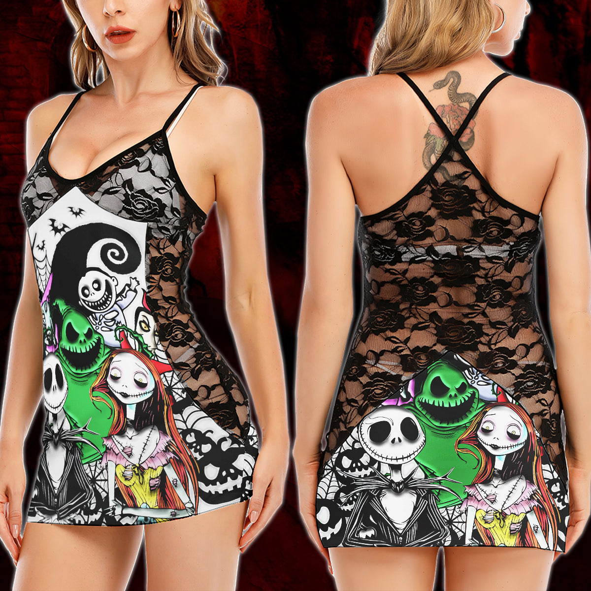 Psycho Nightmare Art Theme Women's Black Lace Babydolls Nightgowns | Women Sleepwear Babydoll, Nightgowns