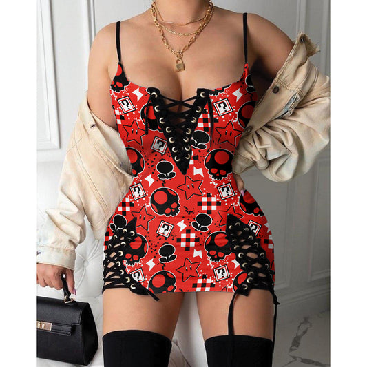 Express your personal style with the Hot Gothic Dress, a timeless piece featuring a unique Red Skull Pattern, perfect for enhancing your daily fashion routine.