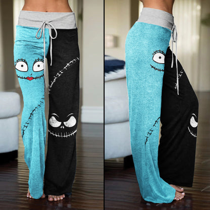 Halloween Nightmare Art Women's High-waisted Wide Leg Pants | Wonder Skull