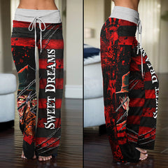 Sweetdream Skull Horror Art Women's High-waisted Wide Leg Pants | Wonder Skull