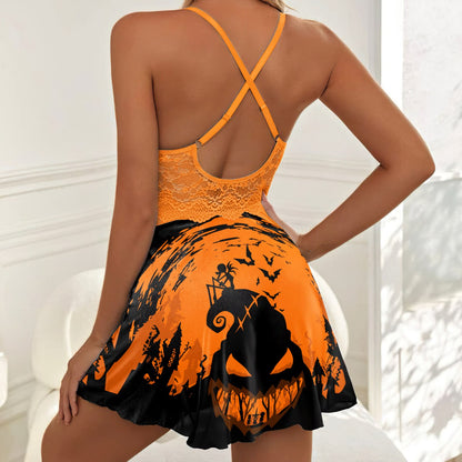 Wonder Skull Women's Lace Babydoll in Orange combines comfort, elegance, and style. Made from soft lace with adjustable straps, it flatters all body types and works as romantic lingerie or stylish sleepwear. A durable, chic addition to your wardrobe.