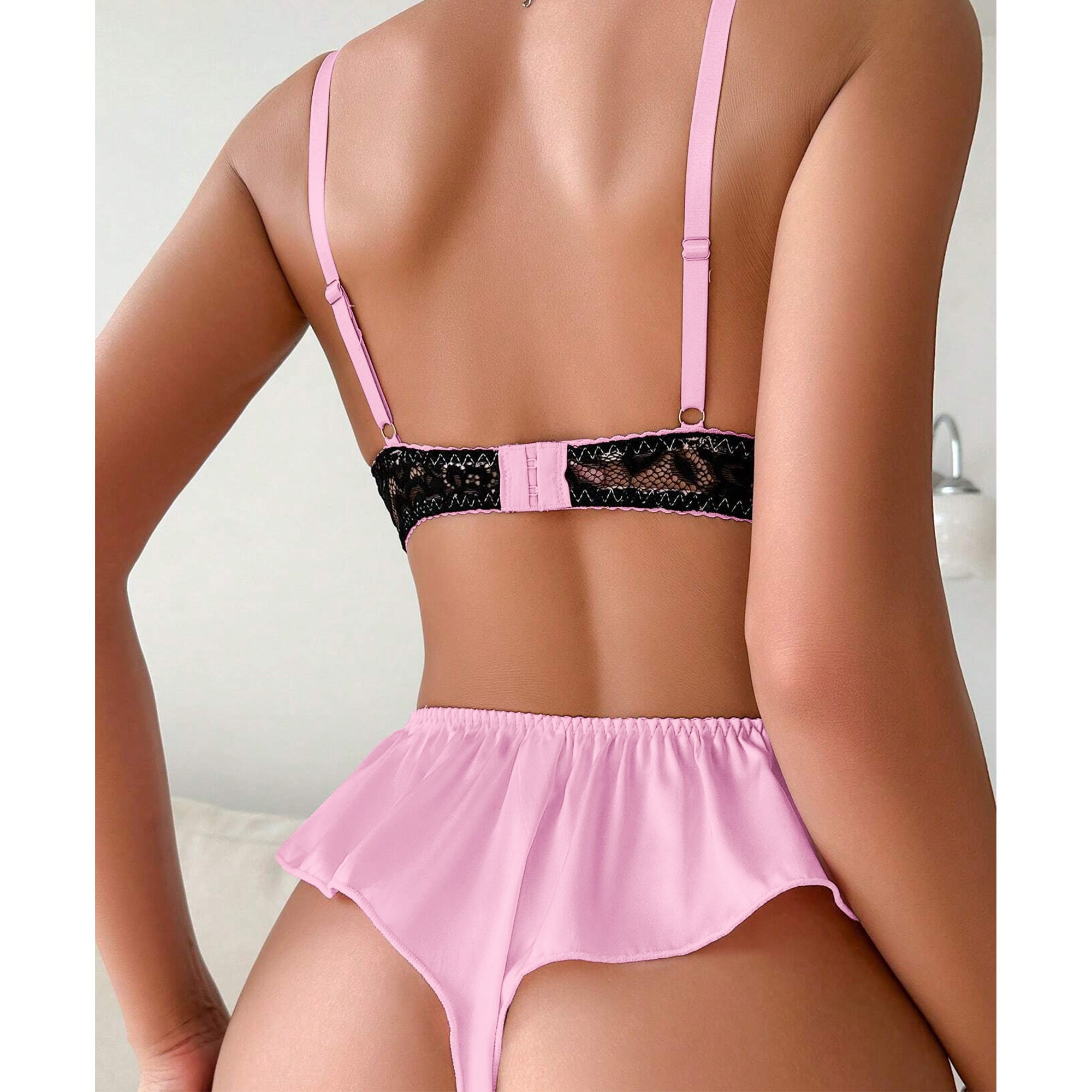 Lingerie for Women Bra Set Mini Lace Hot Pink M