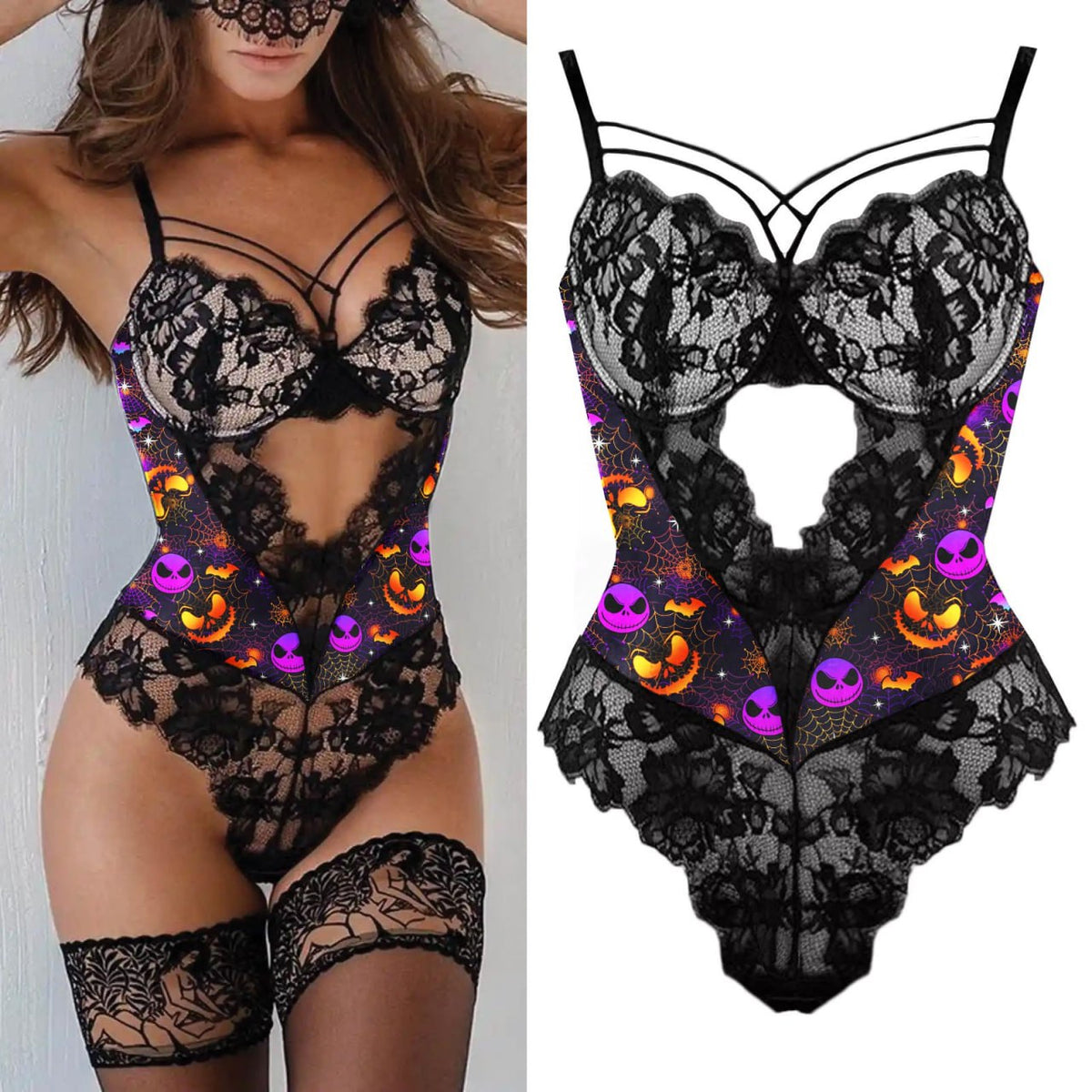 Nightmare Bandage Women's Bodysuit Sexy Hollow Lace Push Up