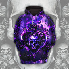 Purple Skull Rose Gothic Combo Hoodie and Leggings - Dark and edgy matching set with skull designs for a unique and stylish look