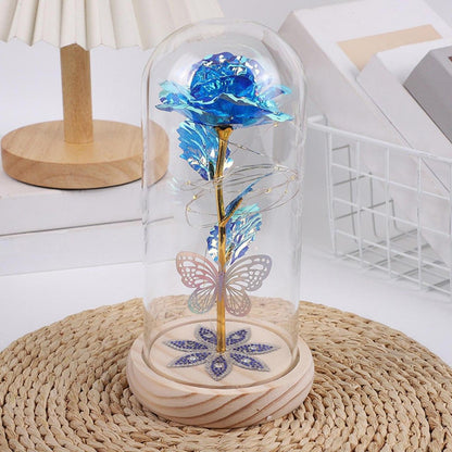 Romantic Forever Light Sparkly Rose Plastic Flower Bottle Gift for Her, Anniversary Gift, Proposal Gift - Wonder Skull