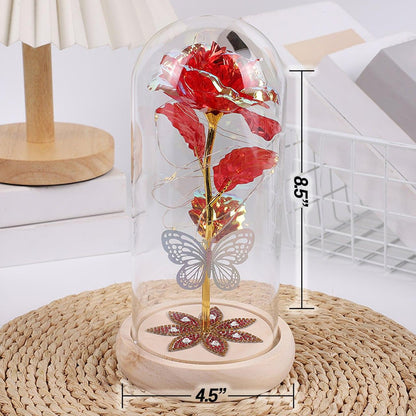 Romantic Forever Light Sparkly Rose Plastic Flower Bottle Gift for Her, Anniversary Gift, Proposal Gift - Wonder Skull