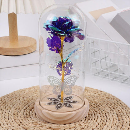 Romantic Forever Light Sparkly Rose Plastic Flower Bottle Gift for Her, Anniversary Gift, Proposal Gift - Wonder Skull