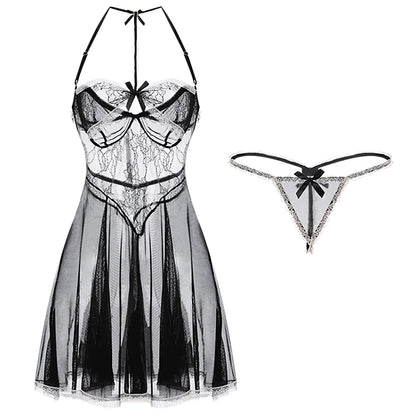 Sexy Women's Lace Nighgown, Backless Nightwear Chemise Mini Teddy