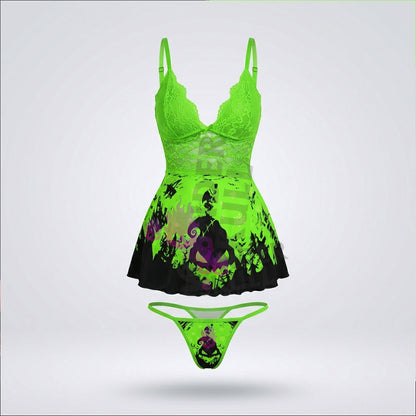 Upgrade your style with the Wonder Skull Neon Green Witchy Chemise. Soft, breathable fabric, electric green lace, and adjustable straps combine comfort with bold, edgy fashion.