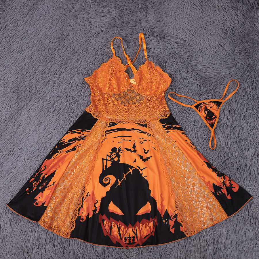 Wonder Skull Women's Lace Babydoll in Orange combines comfort, elegance, and style. Made from soft lace with adjustable straps, it flatters all body types and works as romantic lingerie or stylish sleepwear. A durable, chic addition to your wardrobe.
