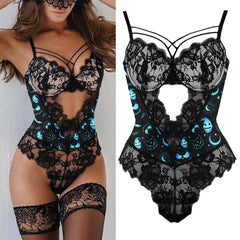 Women's Lingerie Set, Blue Teddy One Piece Babydoll Sexy Mini Bodysuit