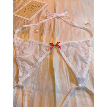 Women's Lingerie, Halter Bodysuit With Cute Bowknot Set