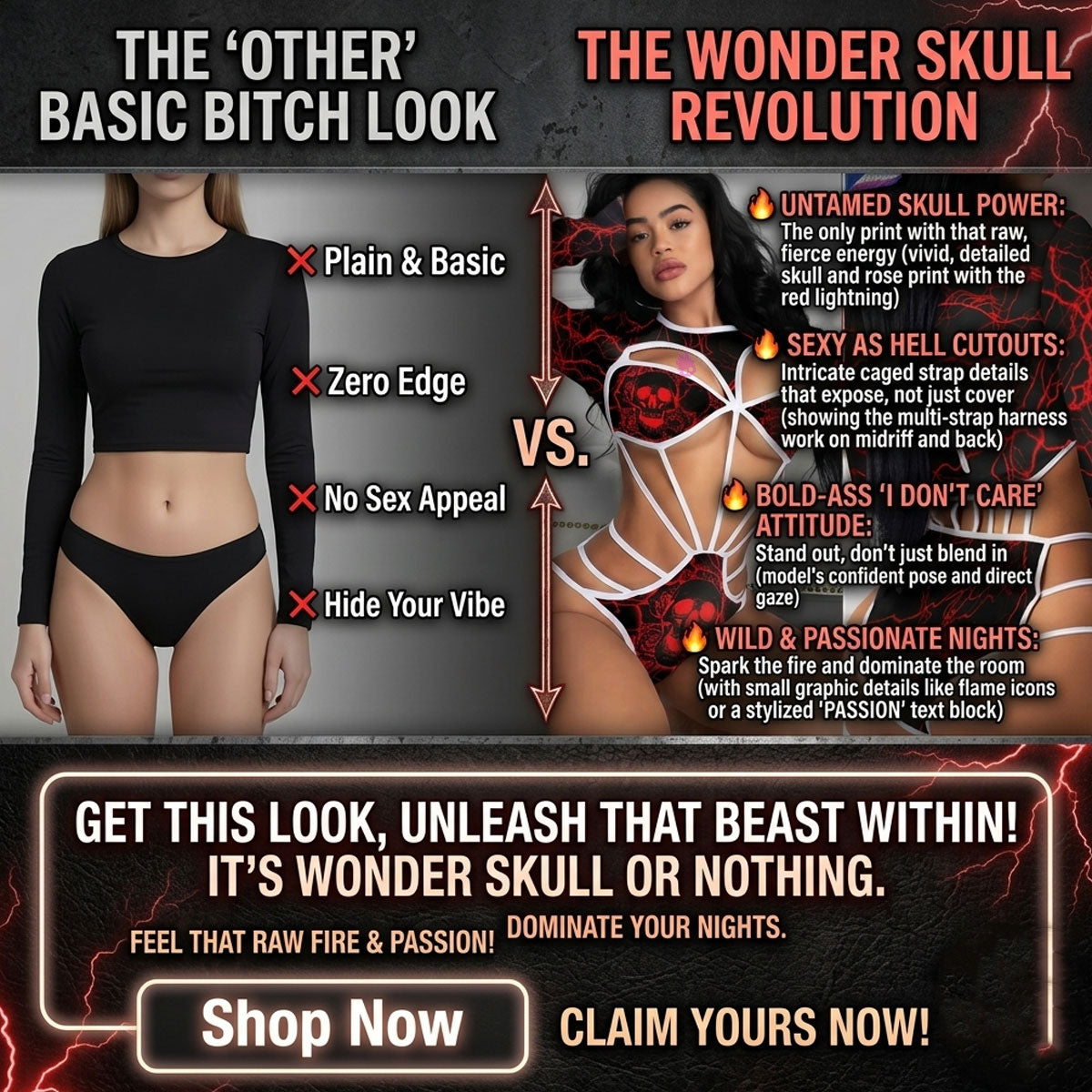 Wonder Skull Women's One Piece Swimsuit, Red Skull Push Up Tummy Control Bathing Suits combines comfort, style, and functionality. Made with supportive, tummy-control fabric and UPF 50+ protection, it ensures confidence and sun safety all day. Featuring a flattering v-neck, adjustable straps, and bold red skull print, it offers a perfect fit for all body types. Ideal for creating unforgettable moments, whether relaxing or splashing in the water.