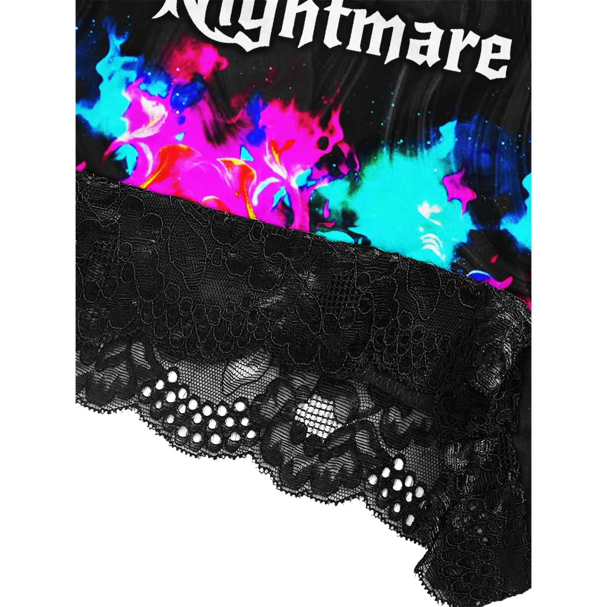 Gothic Lace Pajama Set, Sexy Nightmare Lace 3 Piece Sleepwear