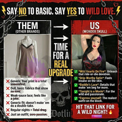 Wonder Skull Women's Red Lace Nightgown, Sexy Spaghetti Strap Babydoll Nightwear Chemise. Indulge in luxurious comfort and stunning style with this red lace chemise featuring a slim fit design and plunging V-neckline. Inspired by 'Little Nightmare Before Xmas', this nightgown combines gothic symbols with red lace for a captivating look. Perfect for a romantic evening, the dual side slits add a touch of sexiness to this beautiful piece.