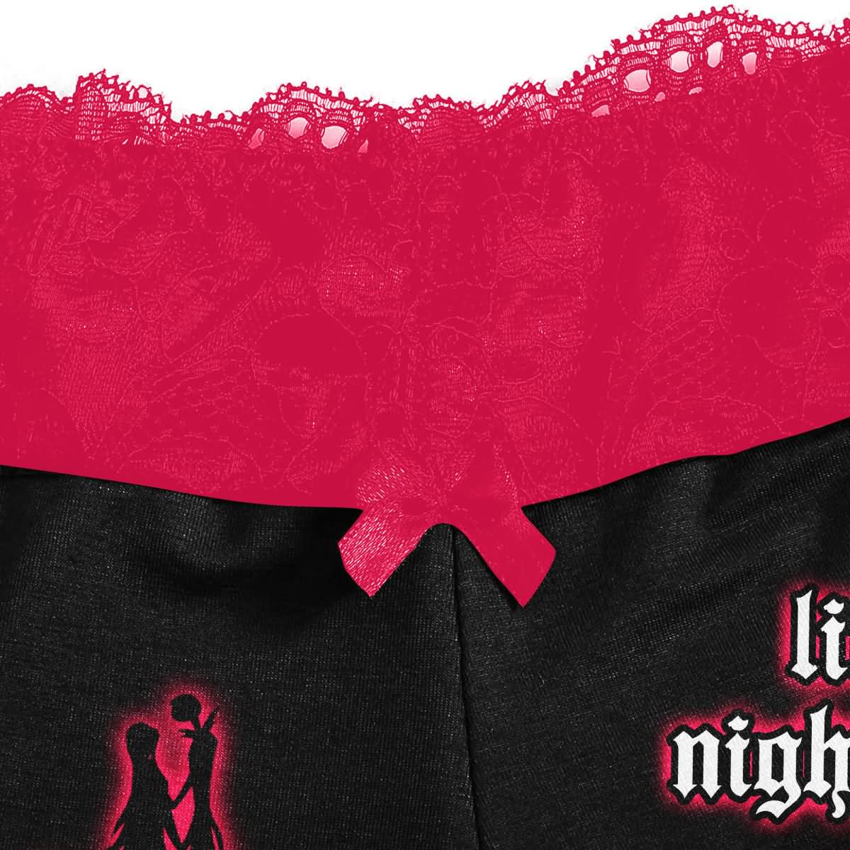 Wonder Skull Black Pink Skull Romantic Gothic Pajama Sleepwear Lace Set combines gothic charm with cozy confidence. The bold black-and-pink design pairs edgy skull graphics with delicate lace, blending sweetness with rebellion. Slip into this set for comfort and attitude—sleepwear that matches your fearless spirit.