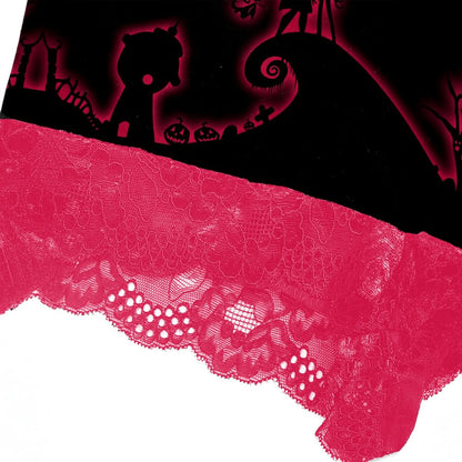 Wonder Skull Black Pink Skull Romantic Gothic Pajama Sleepwear Lace Set combines gothic charm with cozy confidence. The bold black-and-pink design pairs edgy skull graphics with delicate lace, blending sweetness with rebellion. Slip into this set for comfort and attitude—sleepwear that matches your fearless spirit.