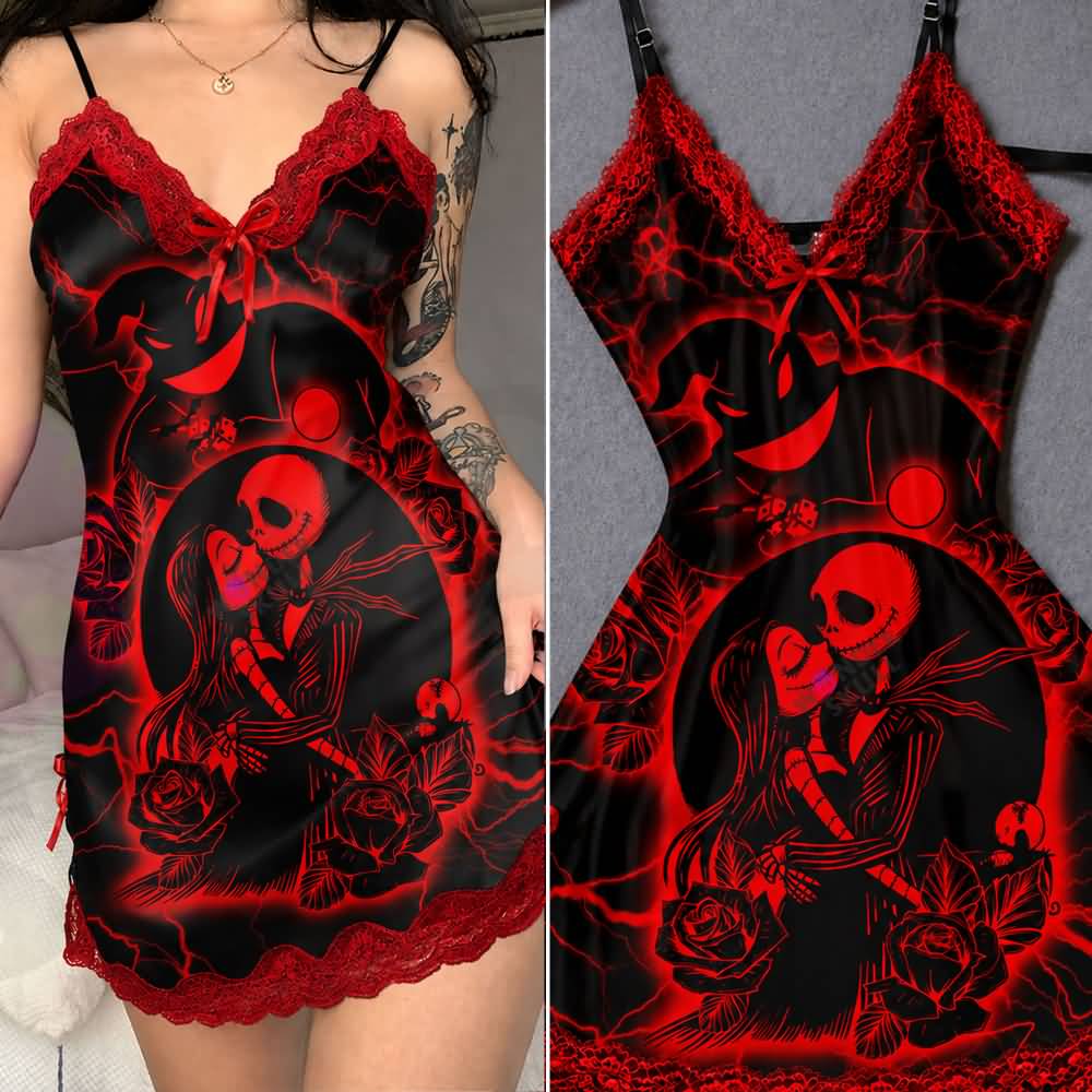 Experience better sleep with the Wonder Skull Chemise Nightgown. Its buttery-soft satin feels amazing, while red lace panels at the neckline, sides, and hem keep you cool all night. The adjustable straps and flowing A-line silhouette allow for a comfortable, non-restrictive fit. Bold red crackle skeleton artwork is balanced by sweet satin bows, adding a feminine touch. 