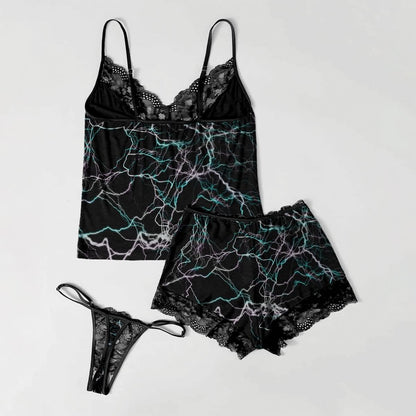 Elevate your sleepwear with the Wonder Skull Electric Rose Gothic Lace Pajama Set. Featuring bold designs like the Lightning Kissed Cami and Love in the Dark set, it combines soft lace, breathable fabrics, and daring details for comfort and style. Perfect for a chic, edgy look.
