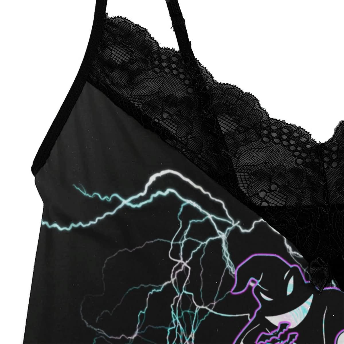 Electric Rose Gothic Lace Pajama 3 Pieces Sleepwear Set