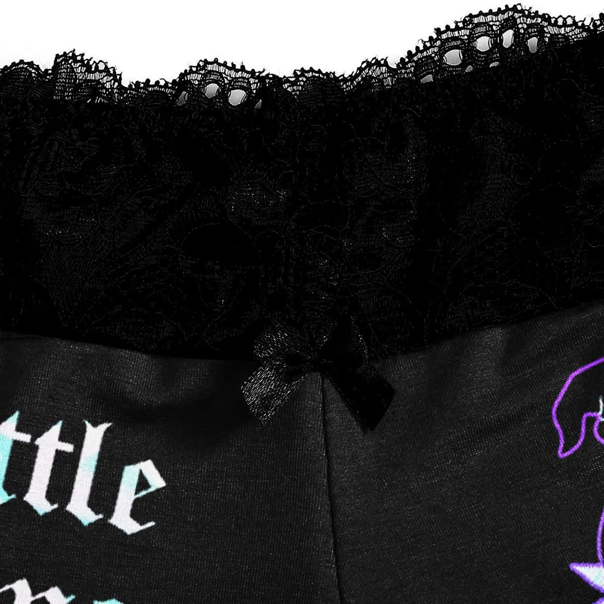 Electric Rose Gothic Lace Pajama 3 Pieces Sleepwear Set