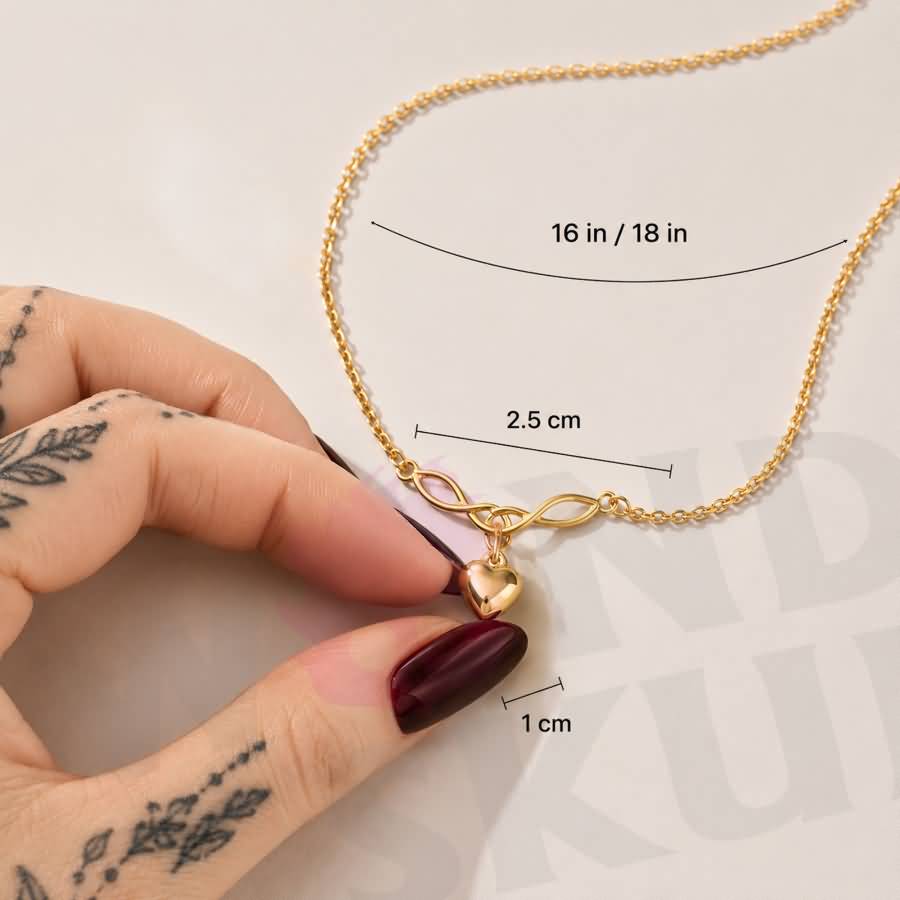 Wonder Skull Gold Heart Charm Day Collar Stainless Steel Sub Necklace. A quiet promise for everyday wear. A dainty gold-tone chain connects a Celtic-style twist to a puffed heart charm—a discreet symbol only the two of you understand. Built for 24/7 wear, it's waterproof, tarnish-free, and hypoallergenic. Available in 16" or 18", it looks like everyday jewelry but means too much to ever take off. Devotion you wear. Strength you keep.