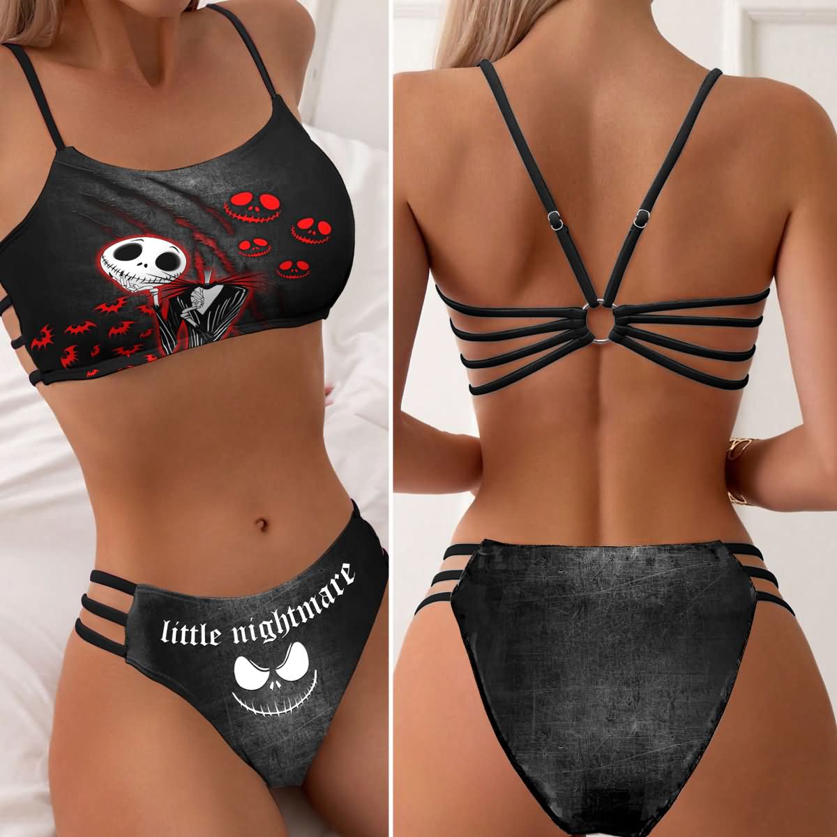 Wonder Skull High-Waisted Bikini Set, Unique Gothic Skull Bat Edgy Swimwear , perfect for those who love unique, gothic-inspired swimwear. Designed for comfort, it features an adjustable strappy top and high-waisted bottoms for a secure fit. Made from breathable, UV-blocking fabric, this bikini combines style, practicality, and confidence for any sunny adventure.