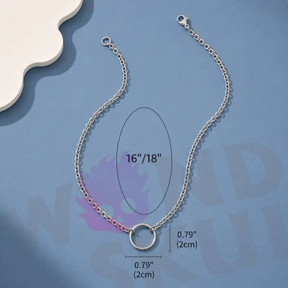 Wonder Skull Minimalist O-Ring Day Collar Chain Necklace features a fine stainless steel cable chain with a simple 0.8" × 0.8" O-ring centerpiece. Choose between a 16" or 18" length for a closer or relaxed fit. Stainless steel resists tarnish, rust, and fading, keeping the polished finish intact. A lobster-style clasp completes the look. A small circle. An unspoken promise.