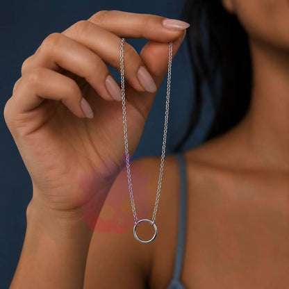 Wonder Skull Minimalist O-Ring Day Collar Chain Necklace features a fine stainless steel cable chain with a simple 0.8" × 0.8" O-ring centerpiece. Choose between a 16" or 18" length for a closer or relaxed fit. Stainless steel resists tarnish, rust, and fading, keeping the polished finish intact. A lobster-style clasp completes the look. A small circle. An unspoken promise.