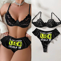 Wonder Skull Naughty Black Lace Underwire Bra and High-Waisted Panty Set offers support, comfort, and confidence. The breathable lace bra lifts without the itch of traditional materials, while the soft, flexible panties with a playful graphic add personality. This set turns daily wear into a mood booster.