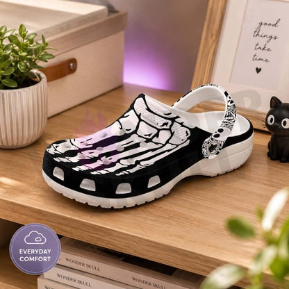 Wonder Skull Lightweight Clog Sandals are designed for all-day comfort. Featuring breathable ventilation holes, a cushioned footbed, and a pivoting heel strap, these versatile unisex clogs are perfect for use at home, outdoors, or at work — whatever your profession may be.