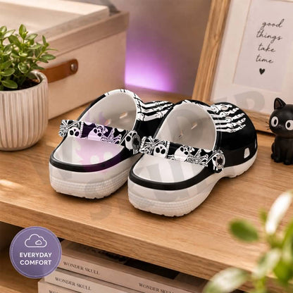 Wonder Skull Lightweight Clog Sandals are designed for all-day comfort. Featuring breathable ventilation holes, a cushioned footbed, and a pivoting heel strap, these versatile unisex clogs are perfect for use at home, outdoors, or at work — whatever your profession may be.