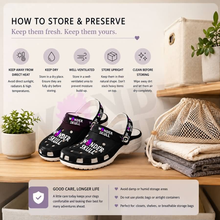 Wonder Skull Lightweight Clog Sandals are designed for all-day comfort. Featuring breathable ventilation holes, a cushioned footbed, and a pivoting heel strap, these versatile unisex clogs are perfect for use at home, outdoors, or at work — whatever your profession may be.