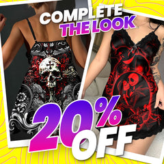 Red Gothic Rebel Lace Babydoll Nightgown Sleepwear Set