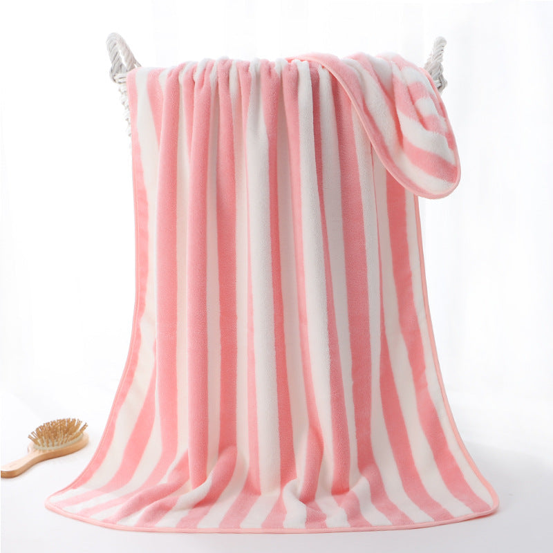 Striped Beach Towel Soft Plush Quick Dry Cotton Terry Set