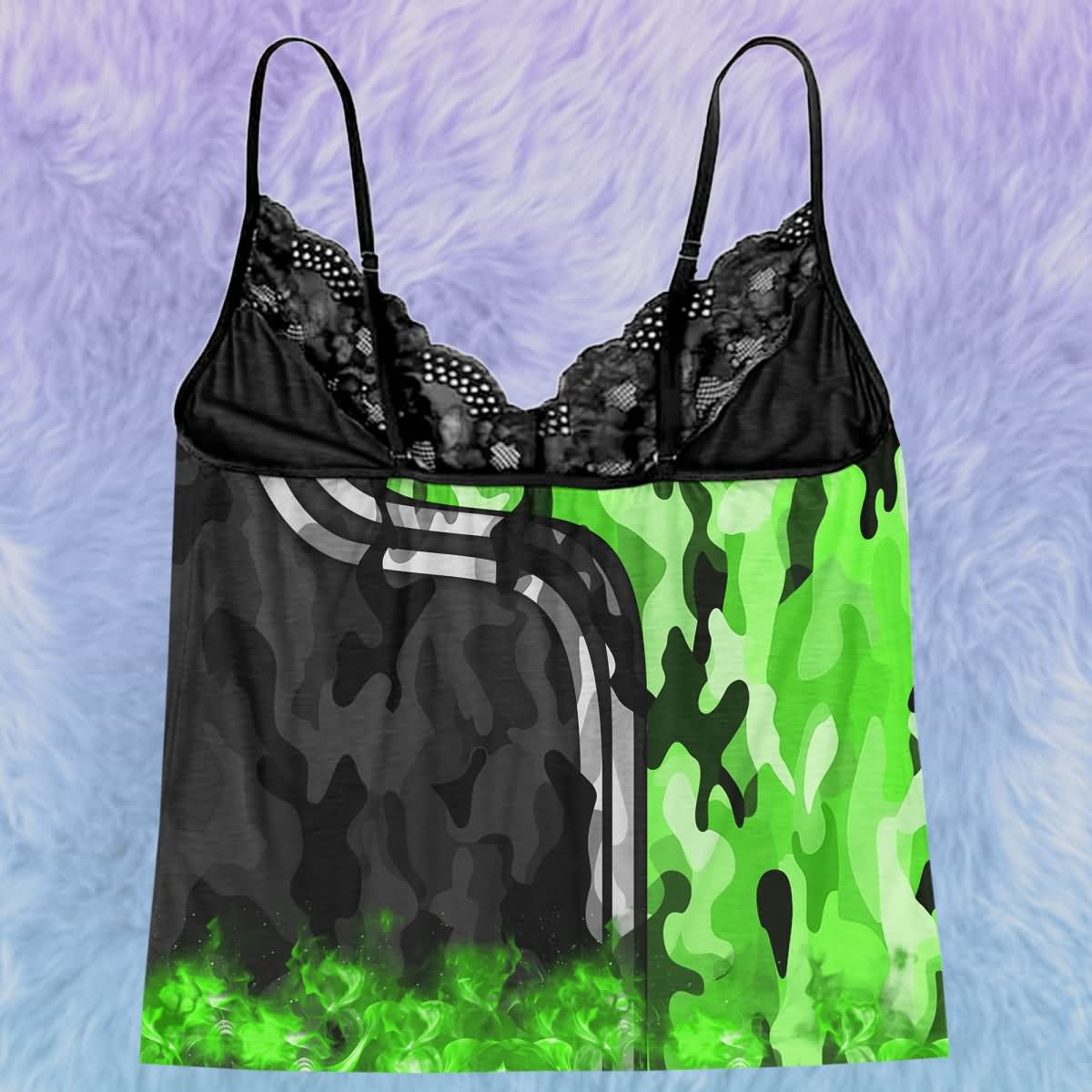 Wonder Skull Vibe Radiant Camo 3 Piece Lace Sleepwear Nightwear Lingerie Set is more than just unique lingerie; it's a way to wear your confidence on the outside. Whether you're spoiling yourself silly because you deserve it or igniting a spark, this set is your new uniform for feeling powerful, sexy, and in control.