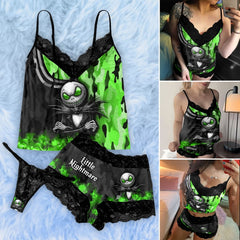 Wonder Skull Vibe Radiant Camo 3 Piece Lace Sleepwear Nightwear Lingerie Set is more than just unique lingerie; it's a way to wear your confidence on the outside. Whether you're spoiling yourself silly because you deserve it or igniting a spark, this set is your new uniform for feeling powerful, sexy, and in control.